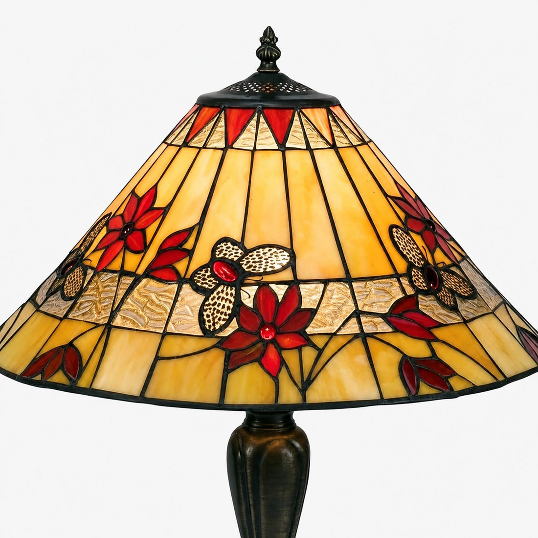 TF Butterfly Table Lamp – Hand-Cut Stained Glass Shade Table Light for Living Room and Bedroom