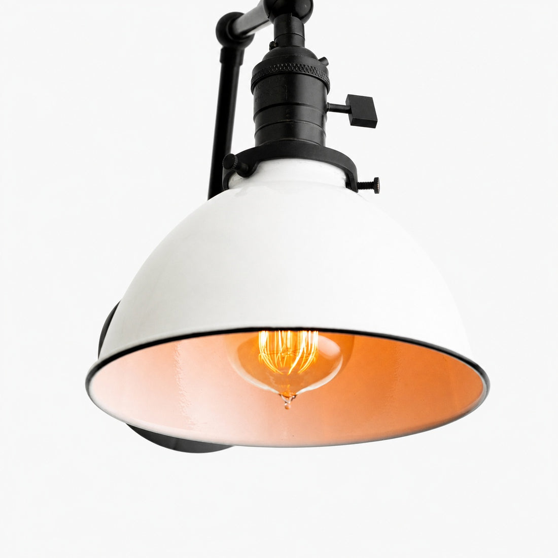 Conique Metal Vintage Industrial Swing Arm Wall Lamp - Adjustable Dome Shade for Study