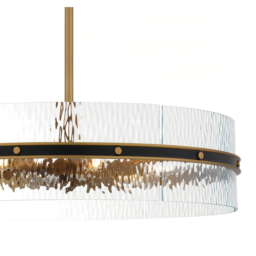 Modern Gold Glam Chandelier - Glass Drum Pendant Light