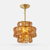 Complete Amber textured glass pendant