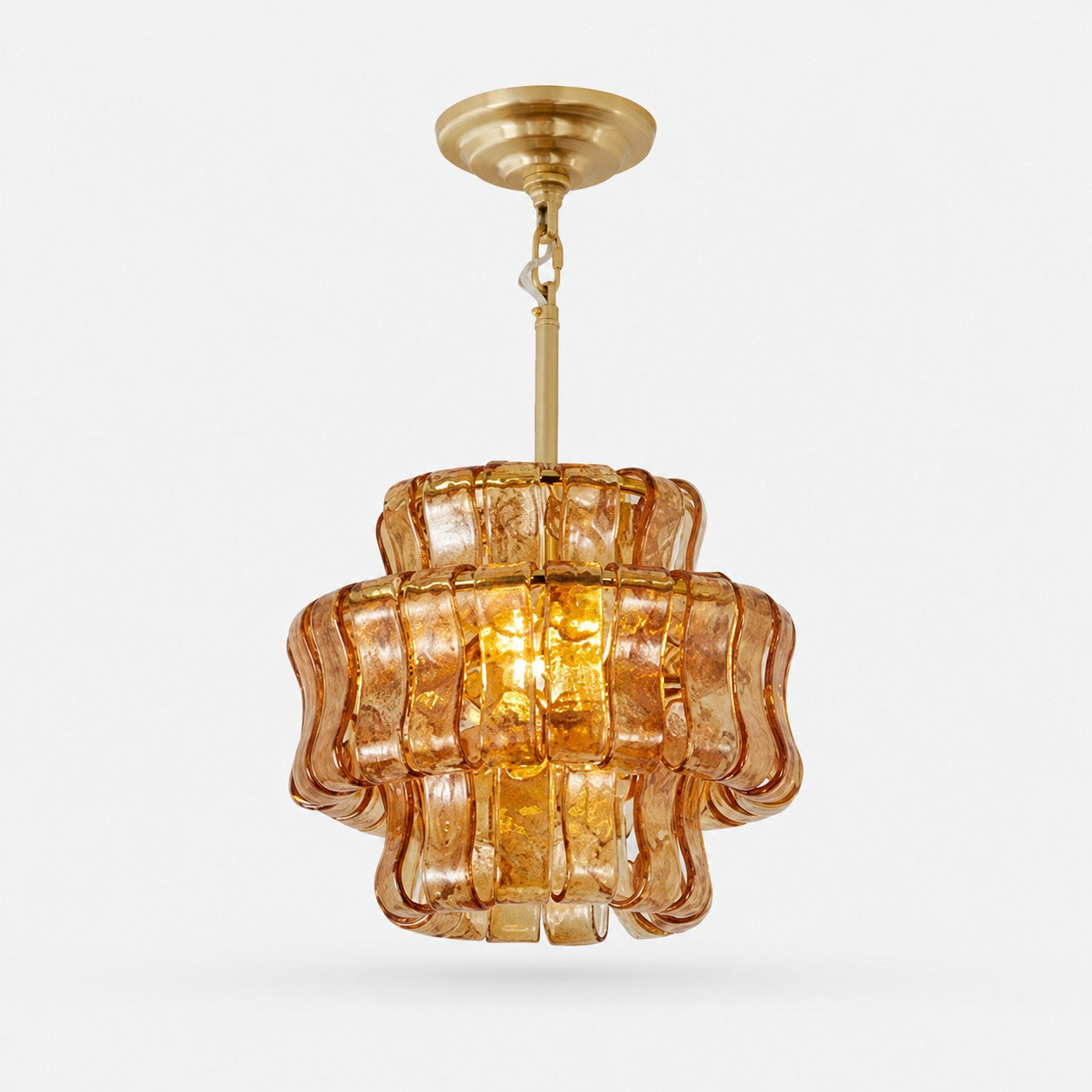 Complete Amber textured glass pendant