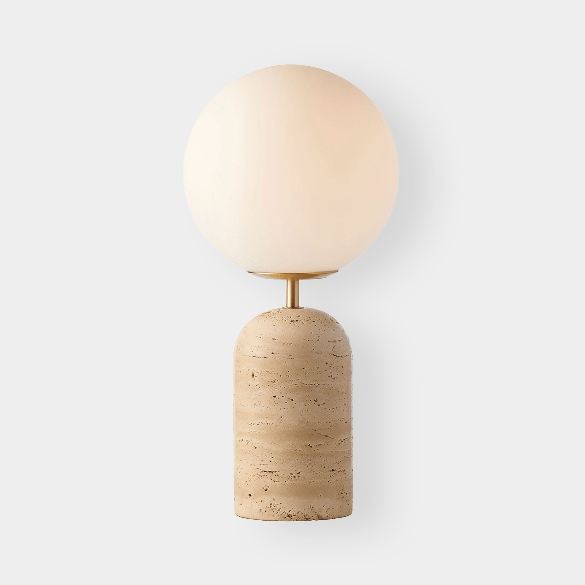 Modern Minimalist Travertine Base Glass Orb Table Lamp