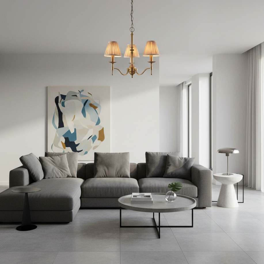 Tela Timeless Classic Elegant Multi Arm Stanford Chandelier - Metal Fabric Lighting for Living Room