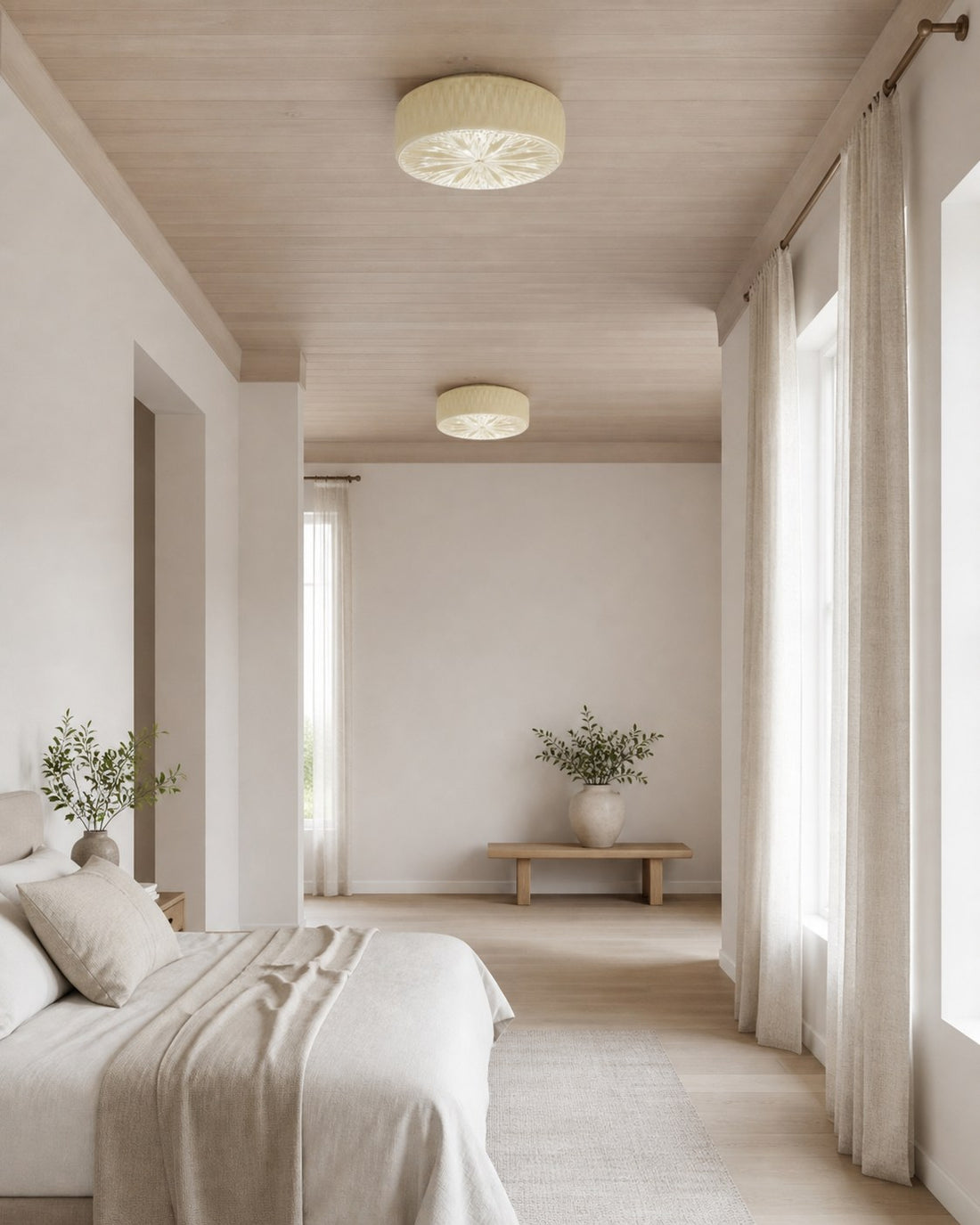 Mistaro Minimal Glass Ceiling Lamp - Flush Mount Design for Living Room and Bedroom