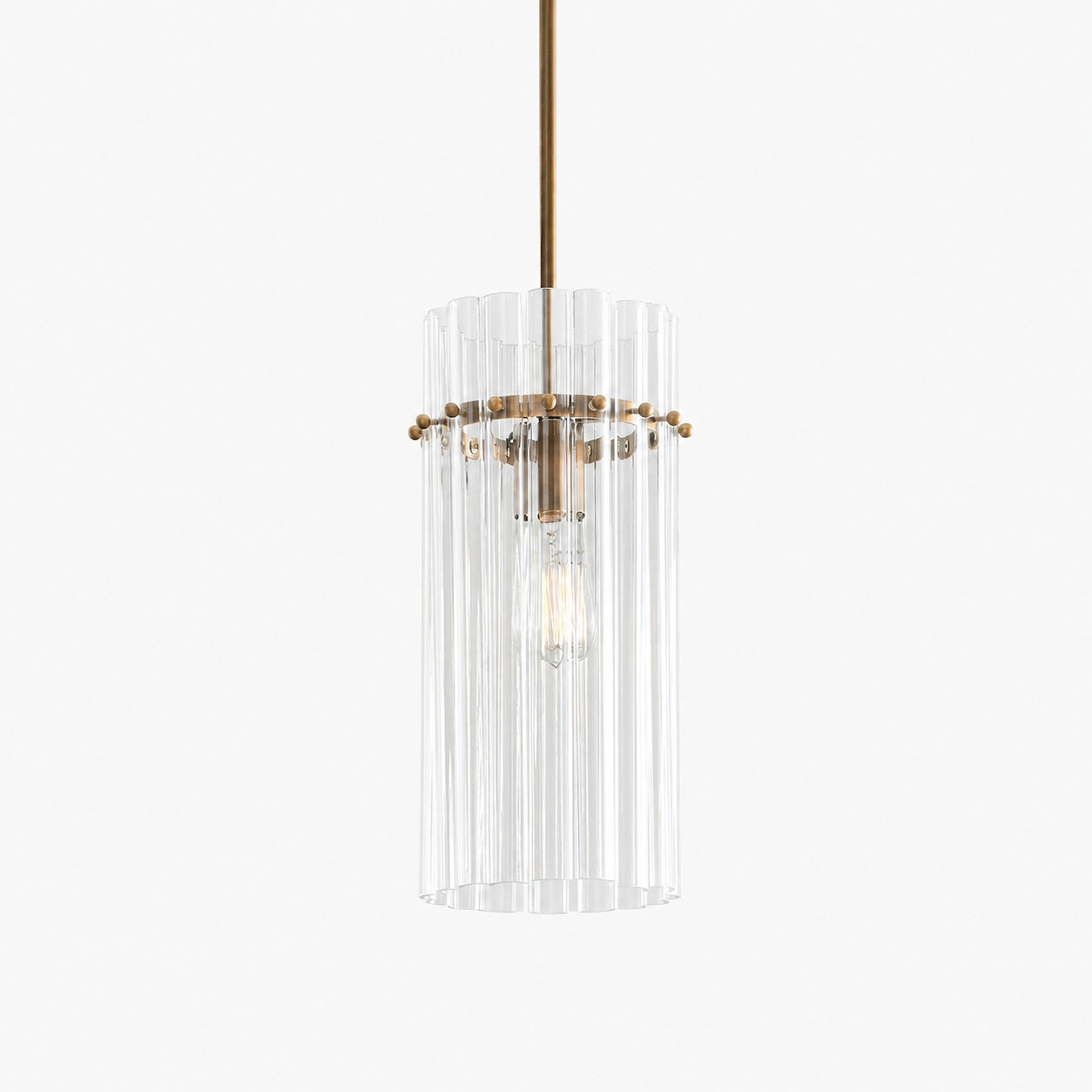 Lumora Crystal Pendant Light – Elegant Tumbled Brass & Cut Glass
