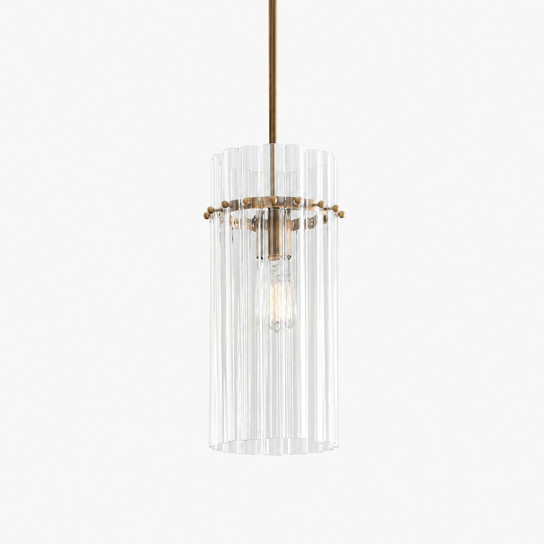 Lumora Crystal Pendant Light – Elegant Tumbled Brass & Cut Glass