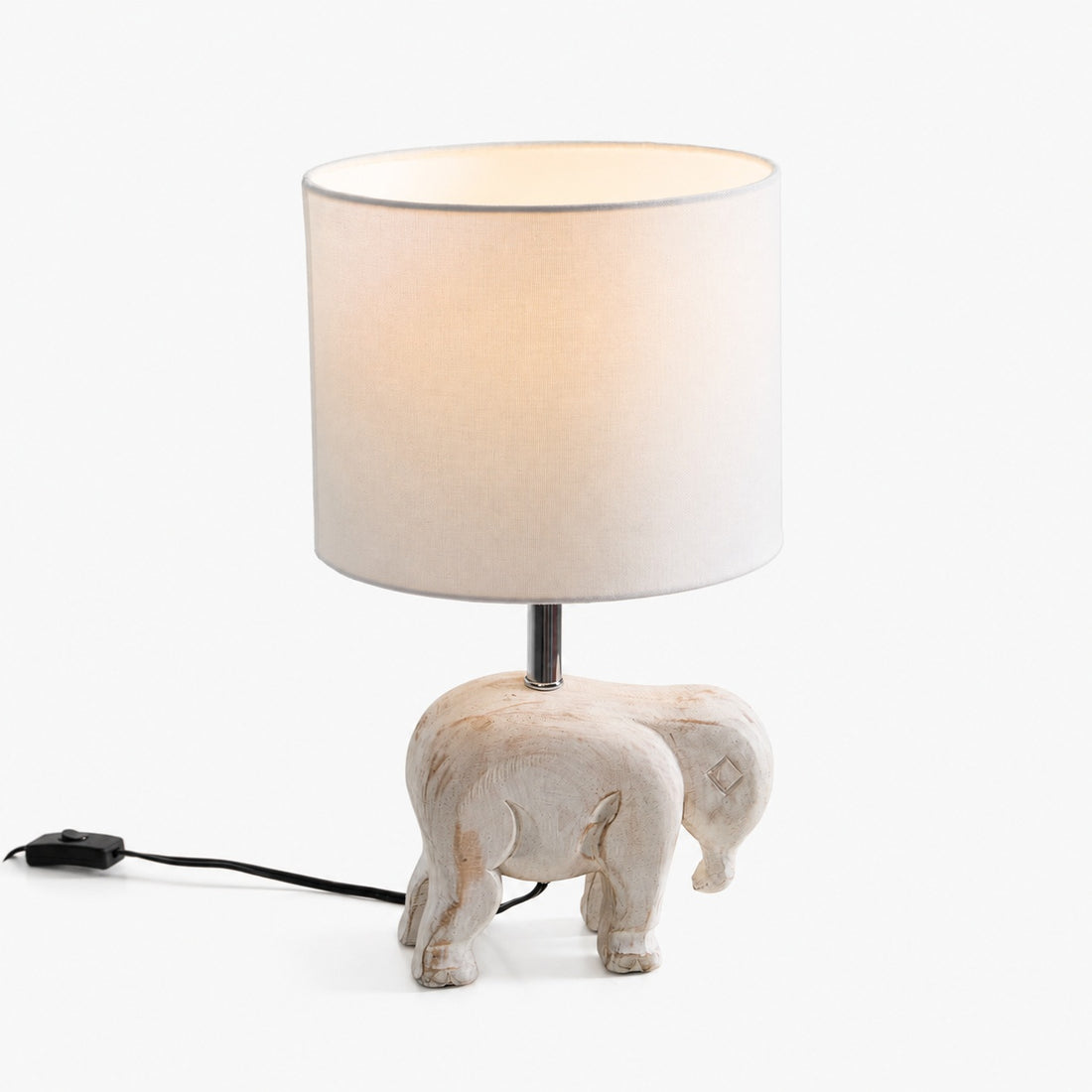 Carved Wood Animal Table Lamp