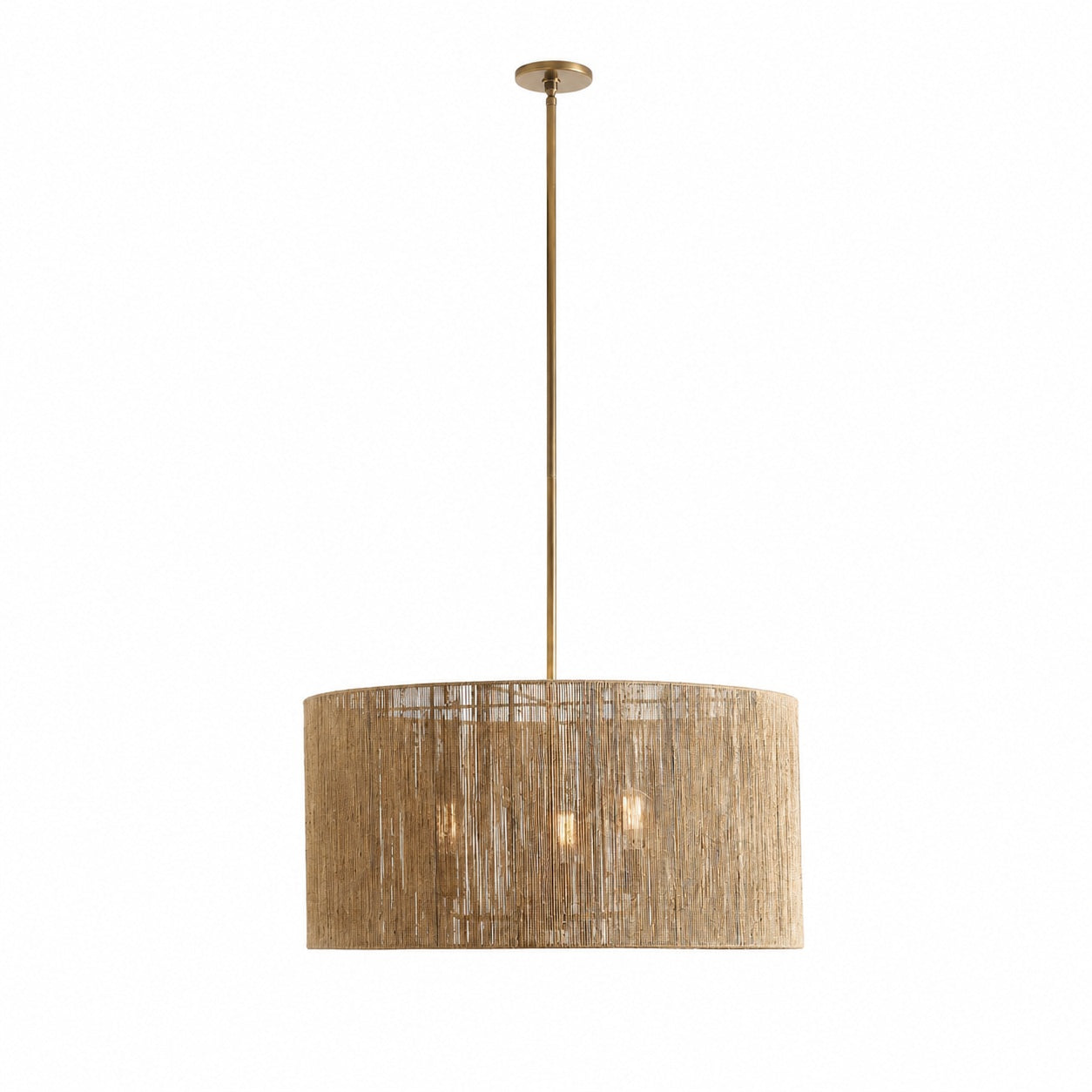 Dumora Antique Brass Drum Pendant Lamp - Farmhouse Style Lamp for Living Room