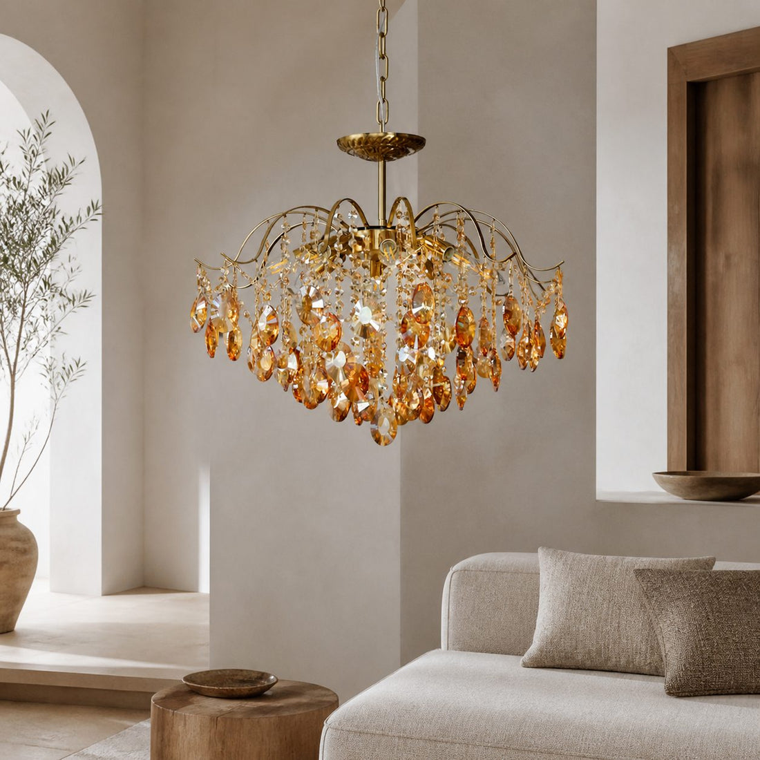 Vintage Sumptuous Teardrop Crystal Chandelier