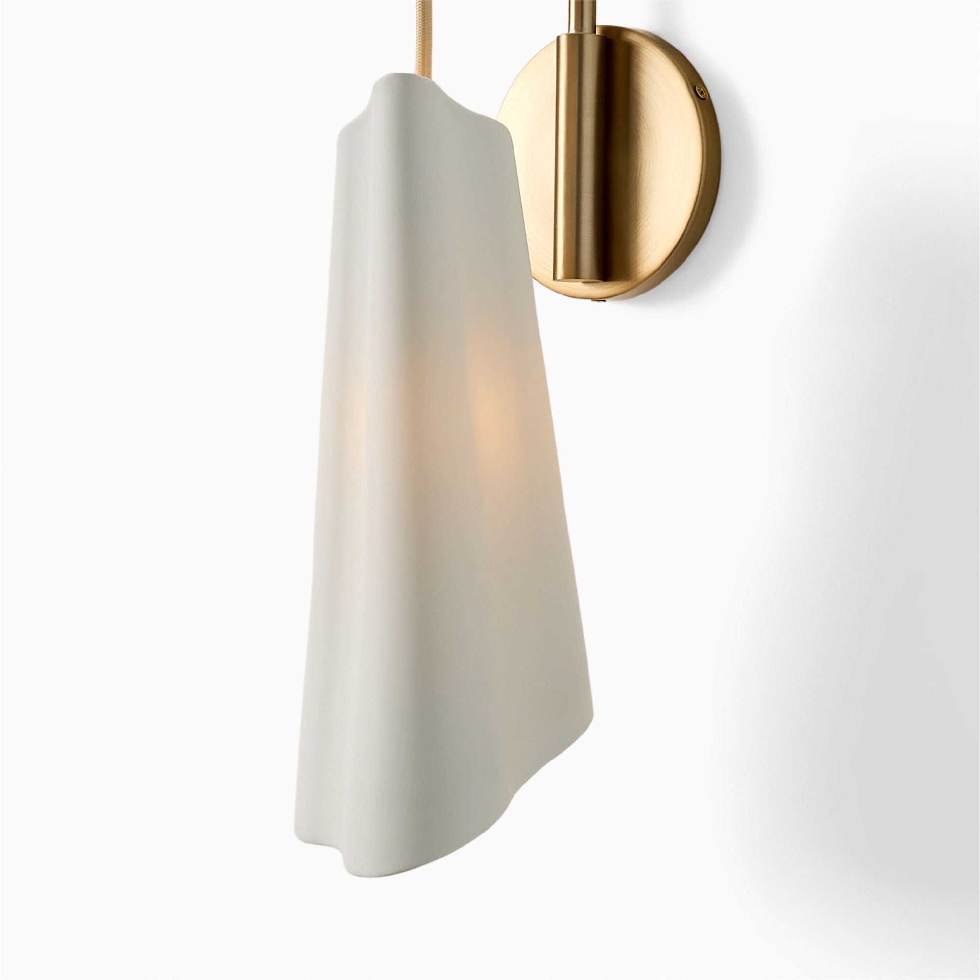 Orovia Sleek Wall Sconce – Ceramic Glass & Metal Champagne Brass