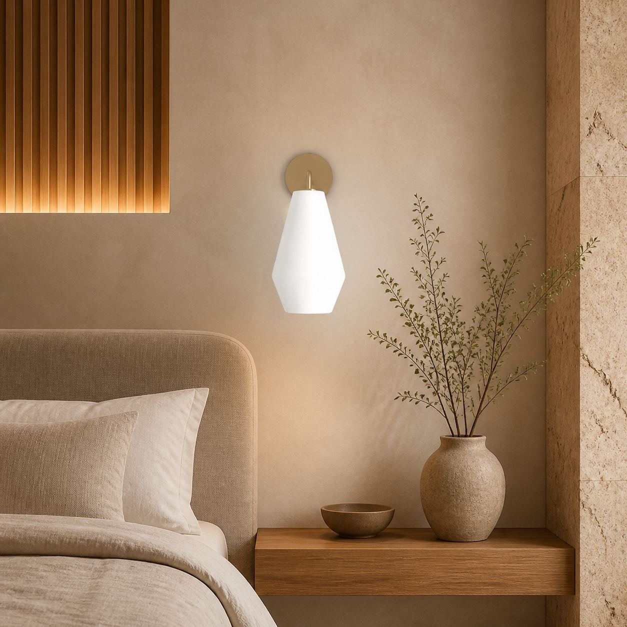 Merin Sculptural Milk Glass Geometric Wall Lamp