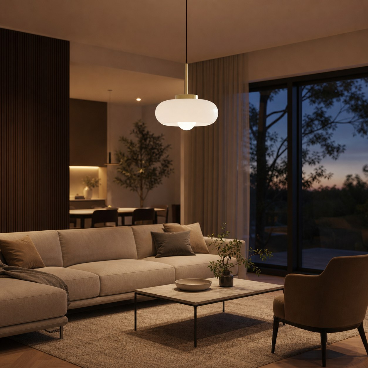 Havelo Round Glass Pendant Light - Bauhaus Pendant Light for Home N51