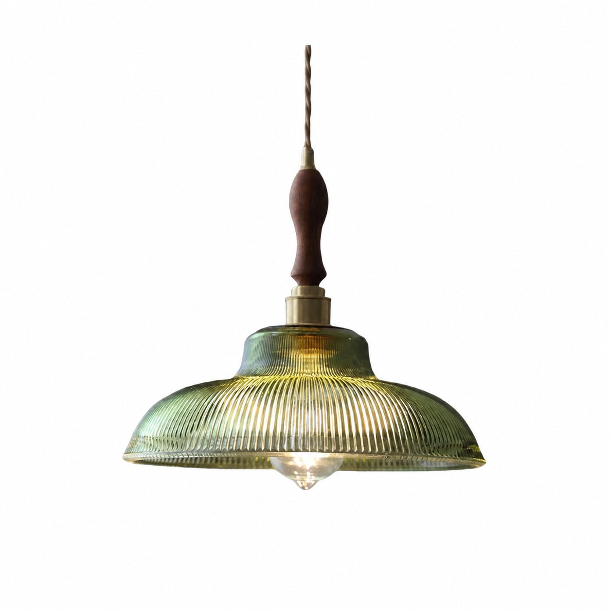 Ribilux Ribbed Pendant Light - Vintage Glass and Metal for Kitchen and Dining Room