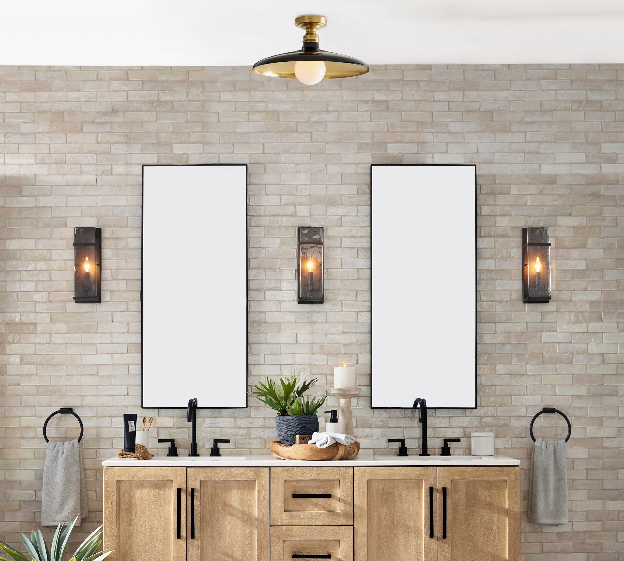 Forvara Farmhouse Metal Flush Mount Light - Black or White Ceiling Lamp