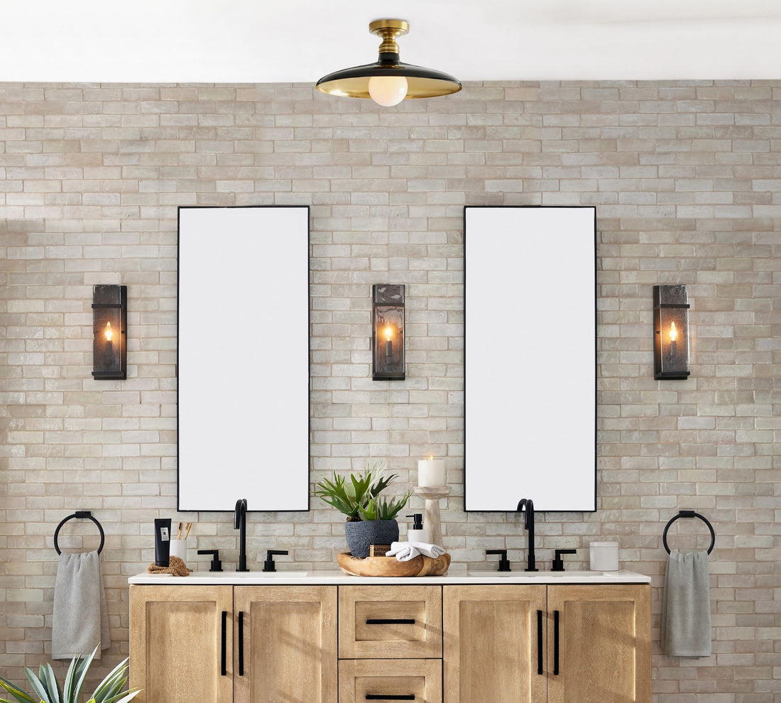 Forvara Farmhouse Metal Flush Mount Light - Black or White Ceiling Lamp