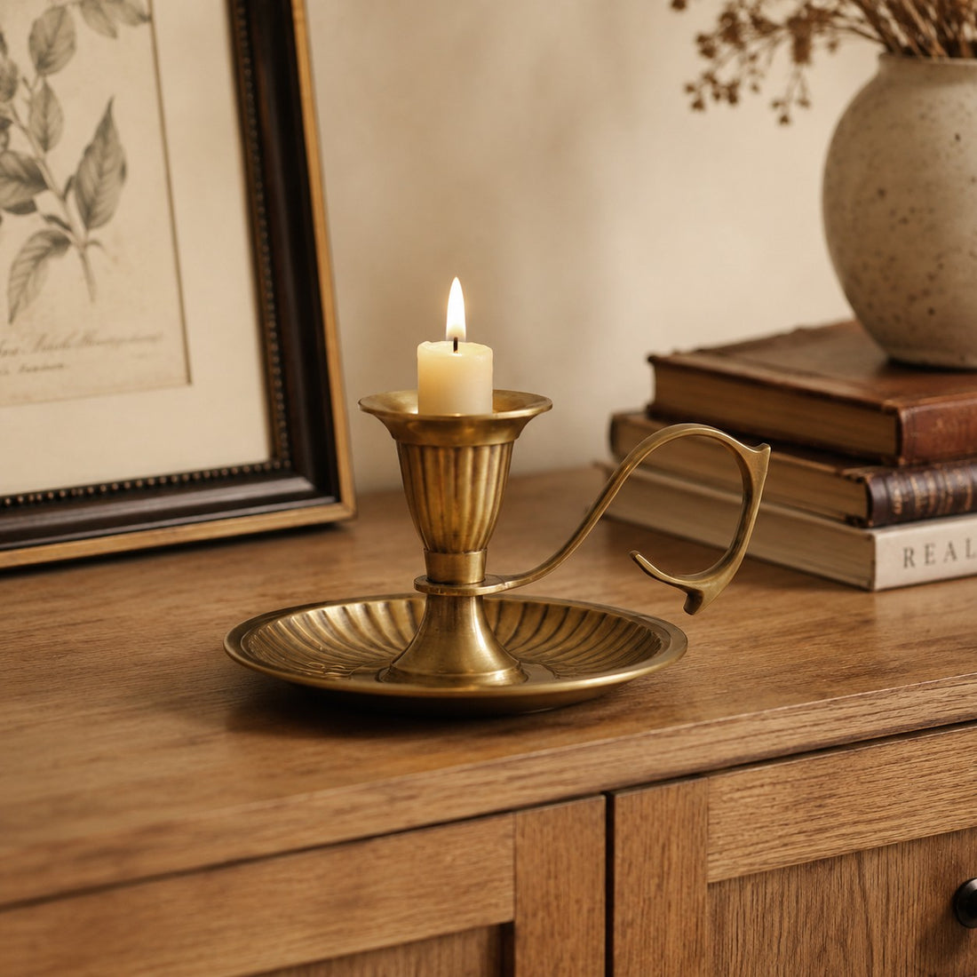 Aura Brass Candlestick Holder