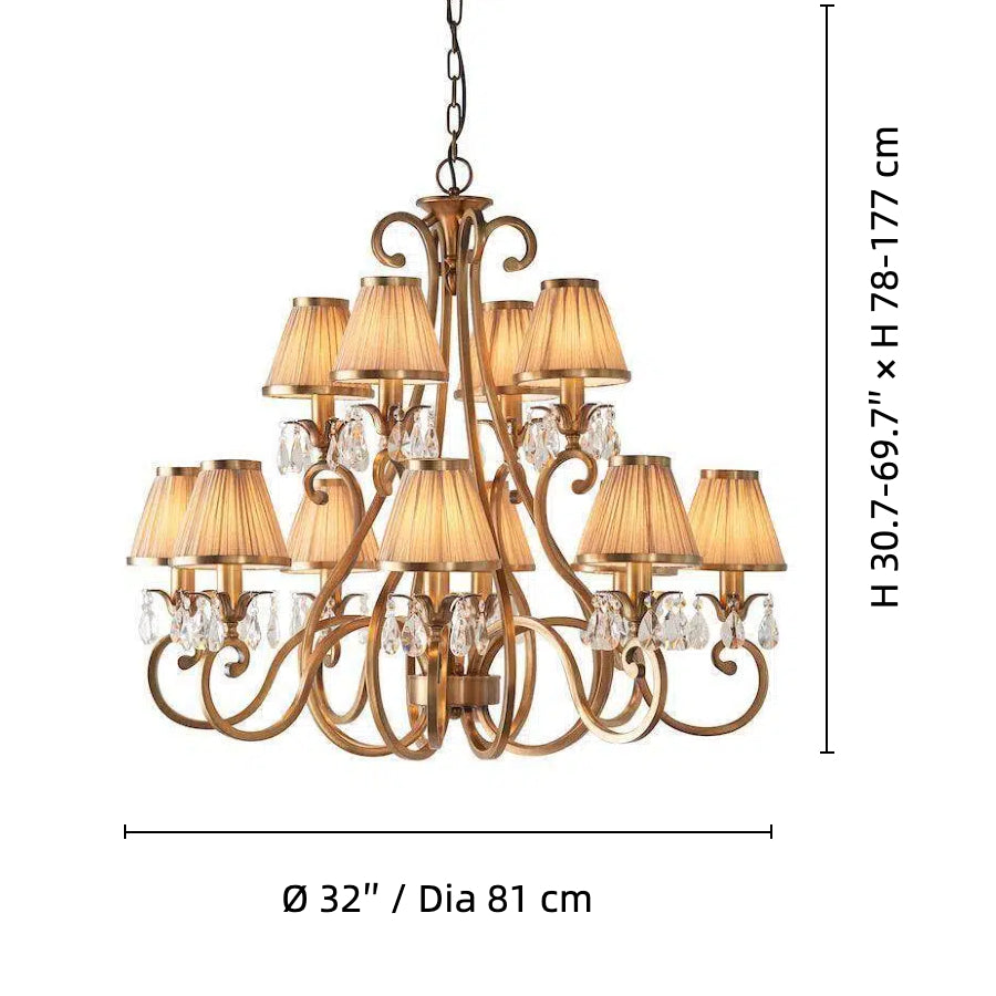 Talonis Multi-light Fabric Chandelier - Elegant Metal Curved Arms for Dining and Living