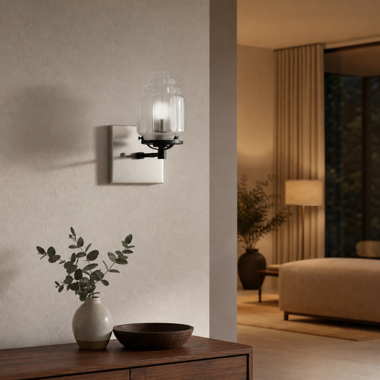 Tierlux Glass Art Deco Wall Sconce - Glass Frosted Globes with Skyscraper Globe
