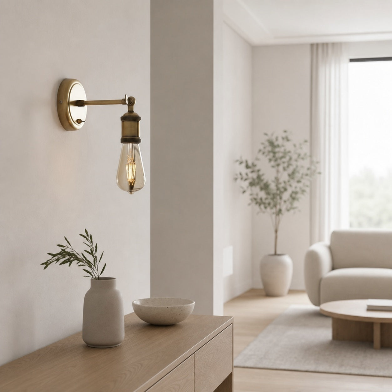 Vintage Hal Brass Adjustable Wall Light for Living Room