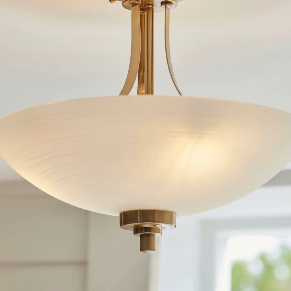 Lunetal Timeless Three-Arm Structure Semi Flush Chandelier – Vintage Pendant Light for Bedroom or Entry