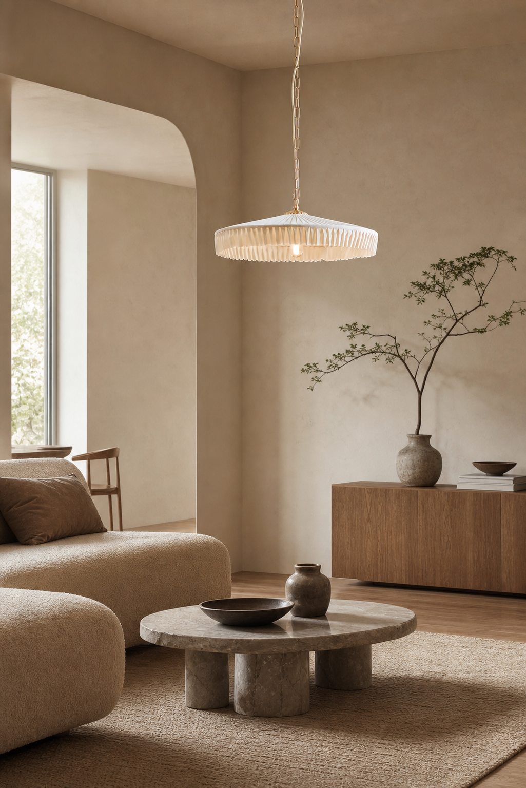 Elumina Silk Pleated Pendant Light - Classic Hanging Ceiling Fixture