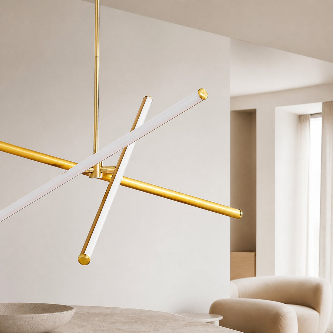 Voro Minimalist Chrome Light Rods - LED Semi-Flush Mount Ceiling Light