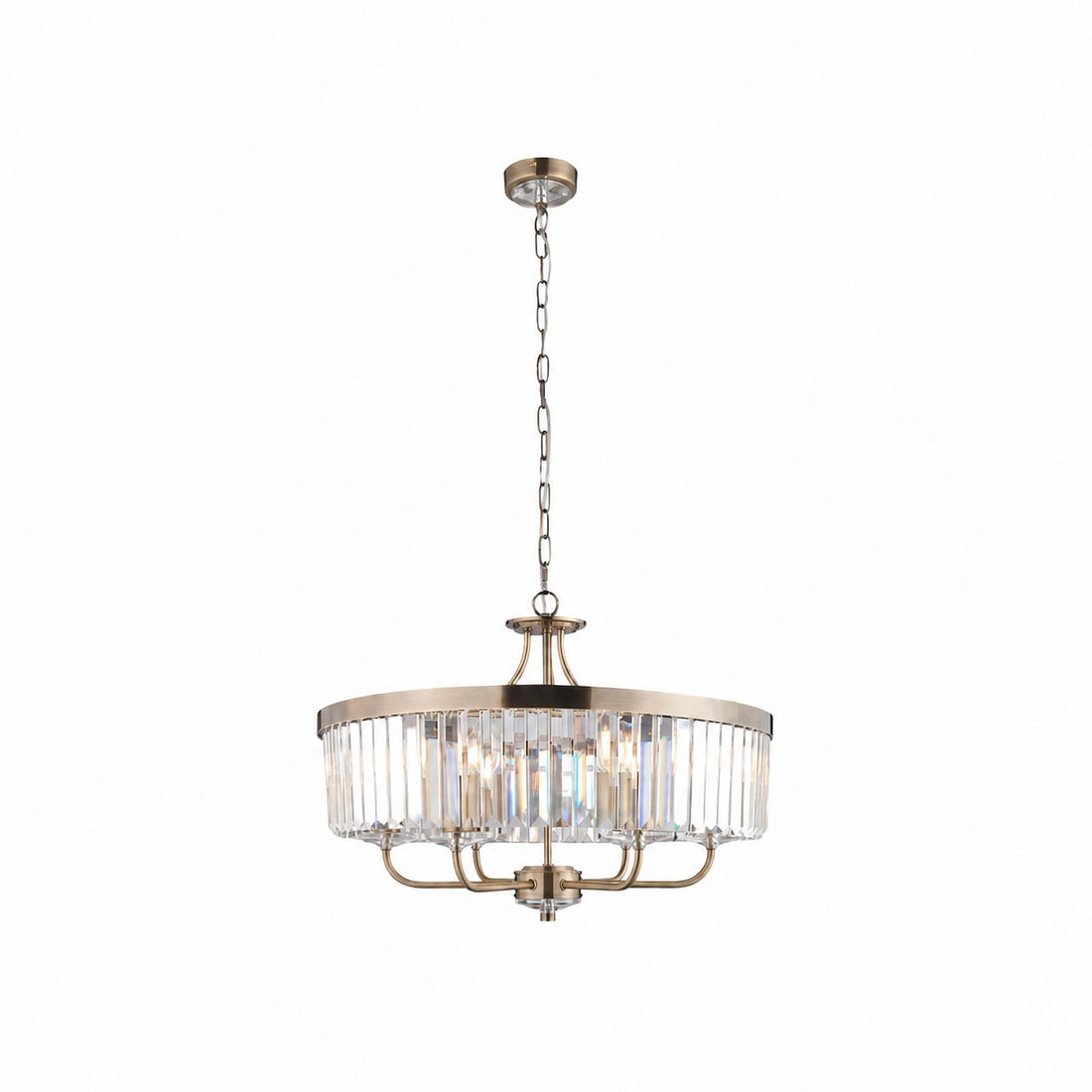 Beveline 6 Light Round Pendant - Cut Glass Shades Elegant Metal Frame for Dining Kitchen Island