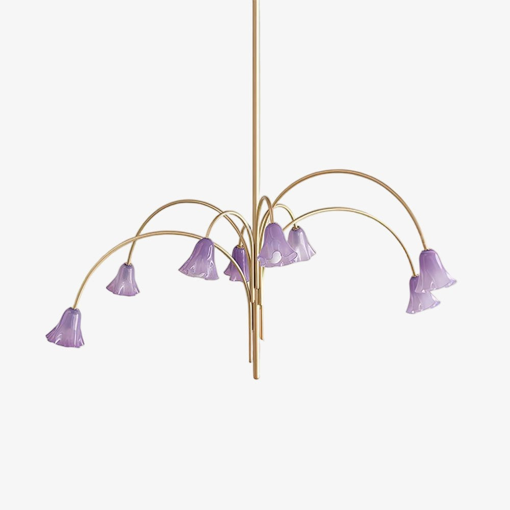 Bellina Modern Romantic Chandelier - Botanical Lily Design with Glass Flowers