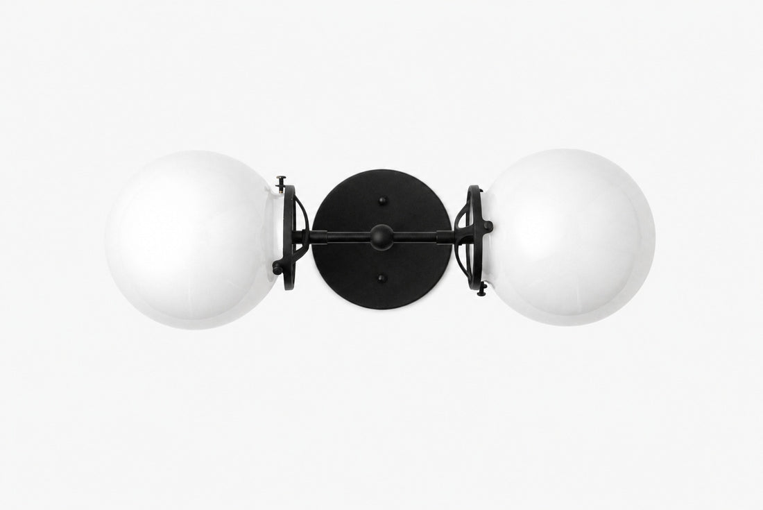 Lumio Globe Art Deco Vanity Light -  Opal Globe Bathroom Sconce
