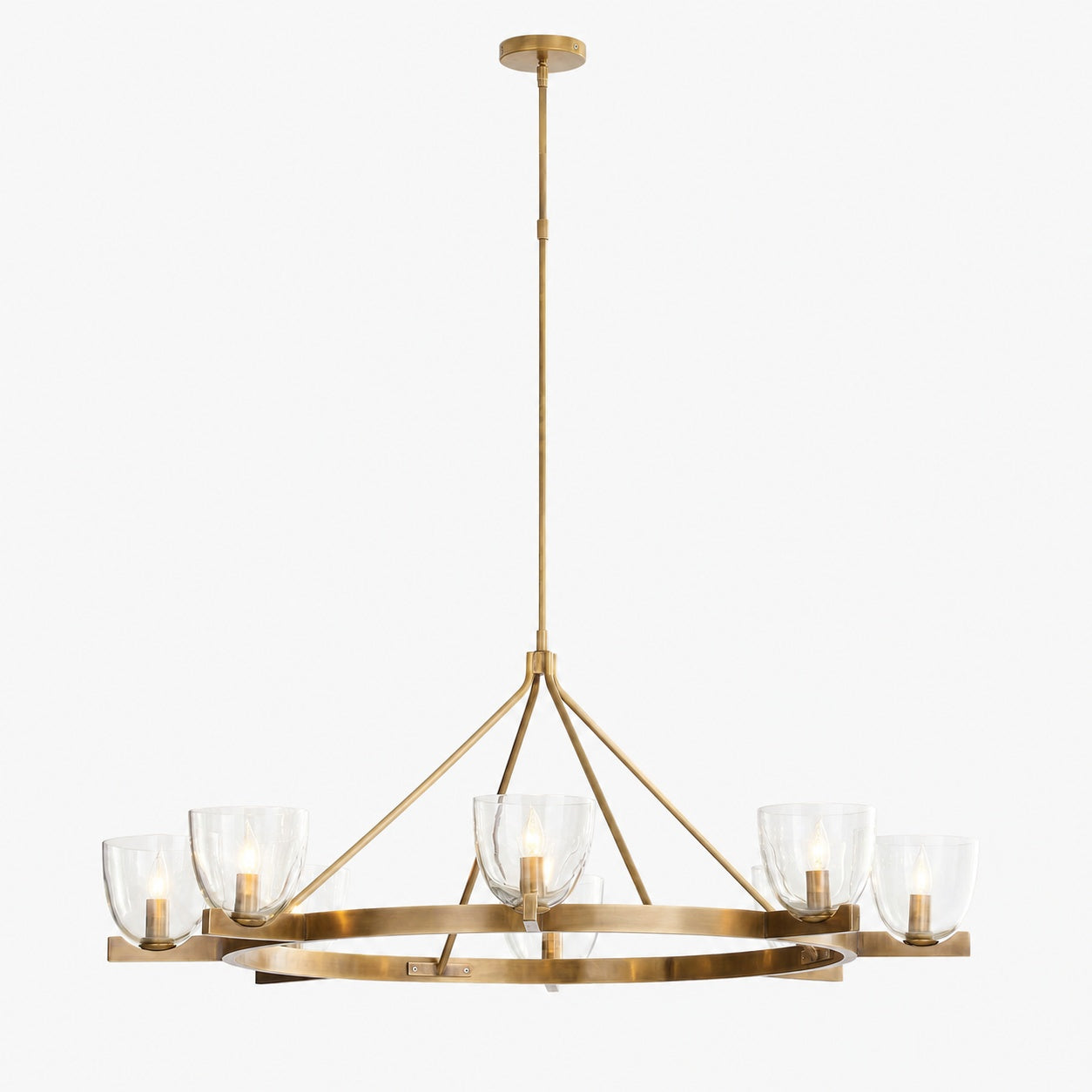 Auria Hand-blown Glass Metal Chandelier - Contemporary Brass Design