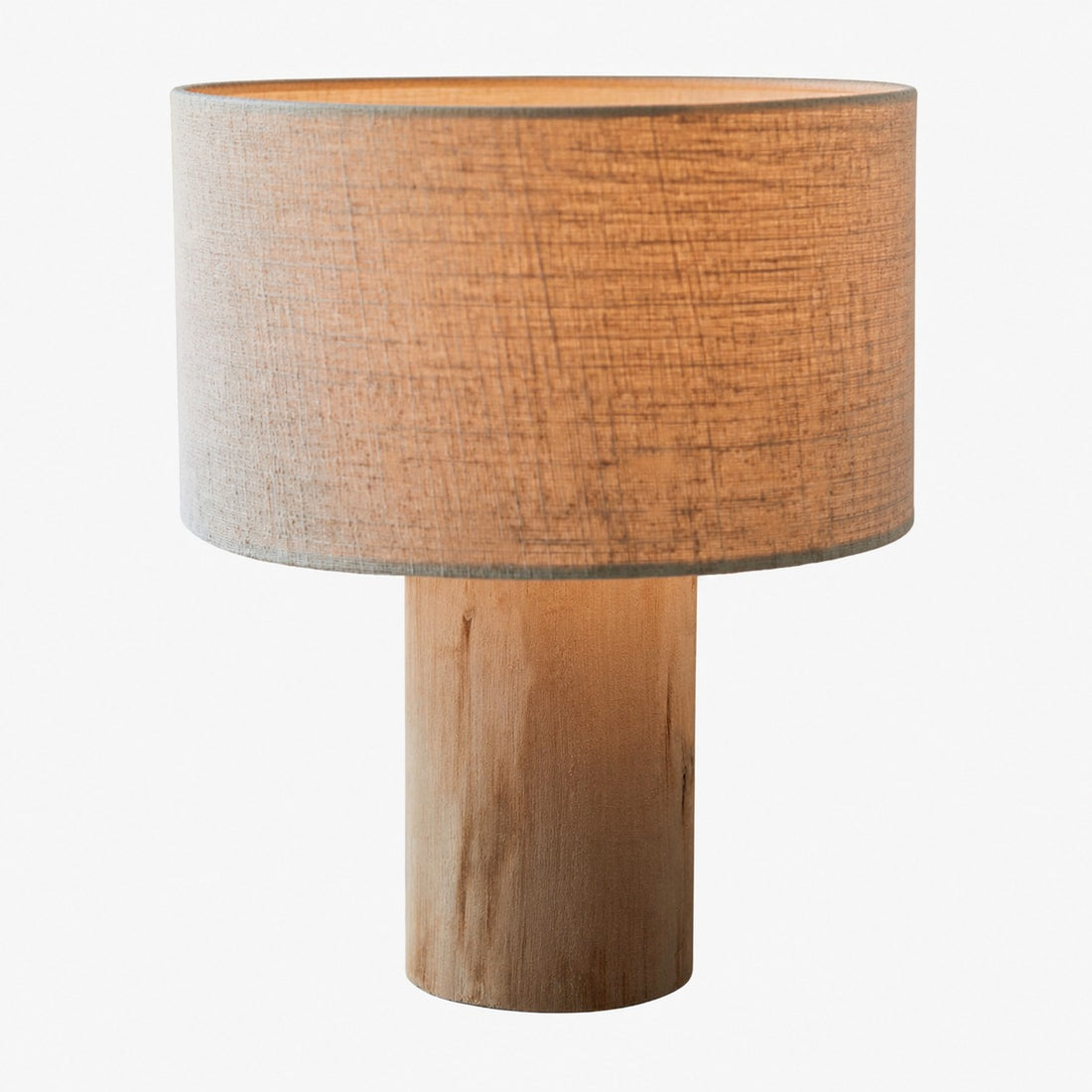 Linemora Simple Wooden Base Table Lamp - Natural Linen Cylindrical Shade for Living Rooms and Bedrooms