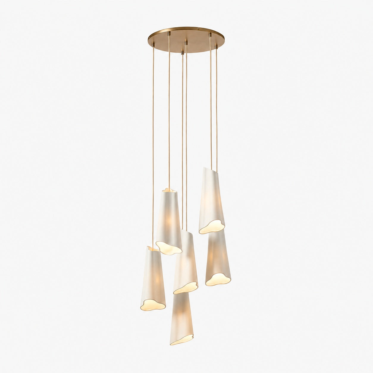 Orovia Ceramic Shade Chandelier – Iron Pendant Adjustable Height Design