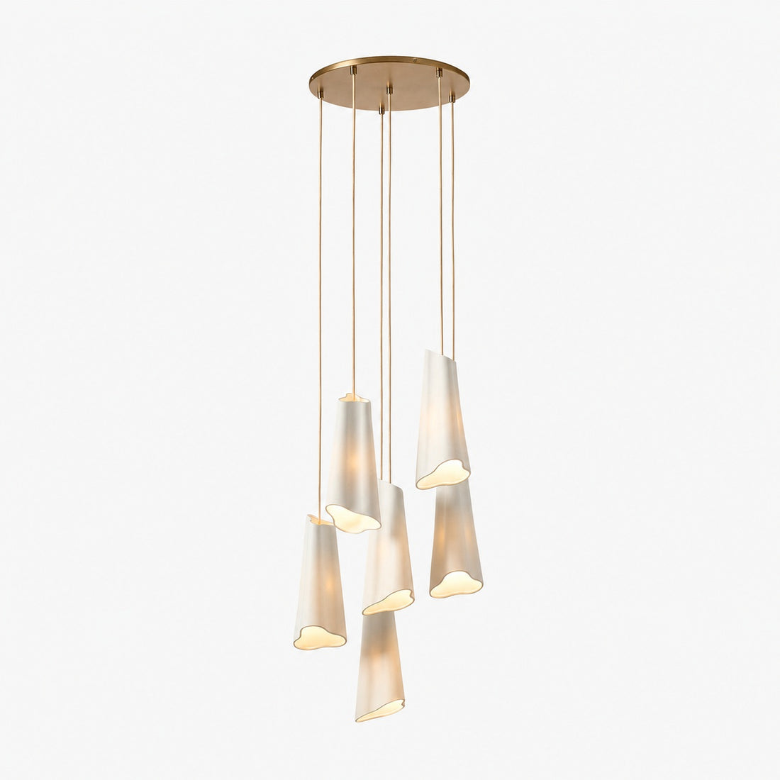 Orovia Ceramic Shade Chandelier – Iron Pendant Adjustable Height Design