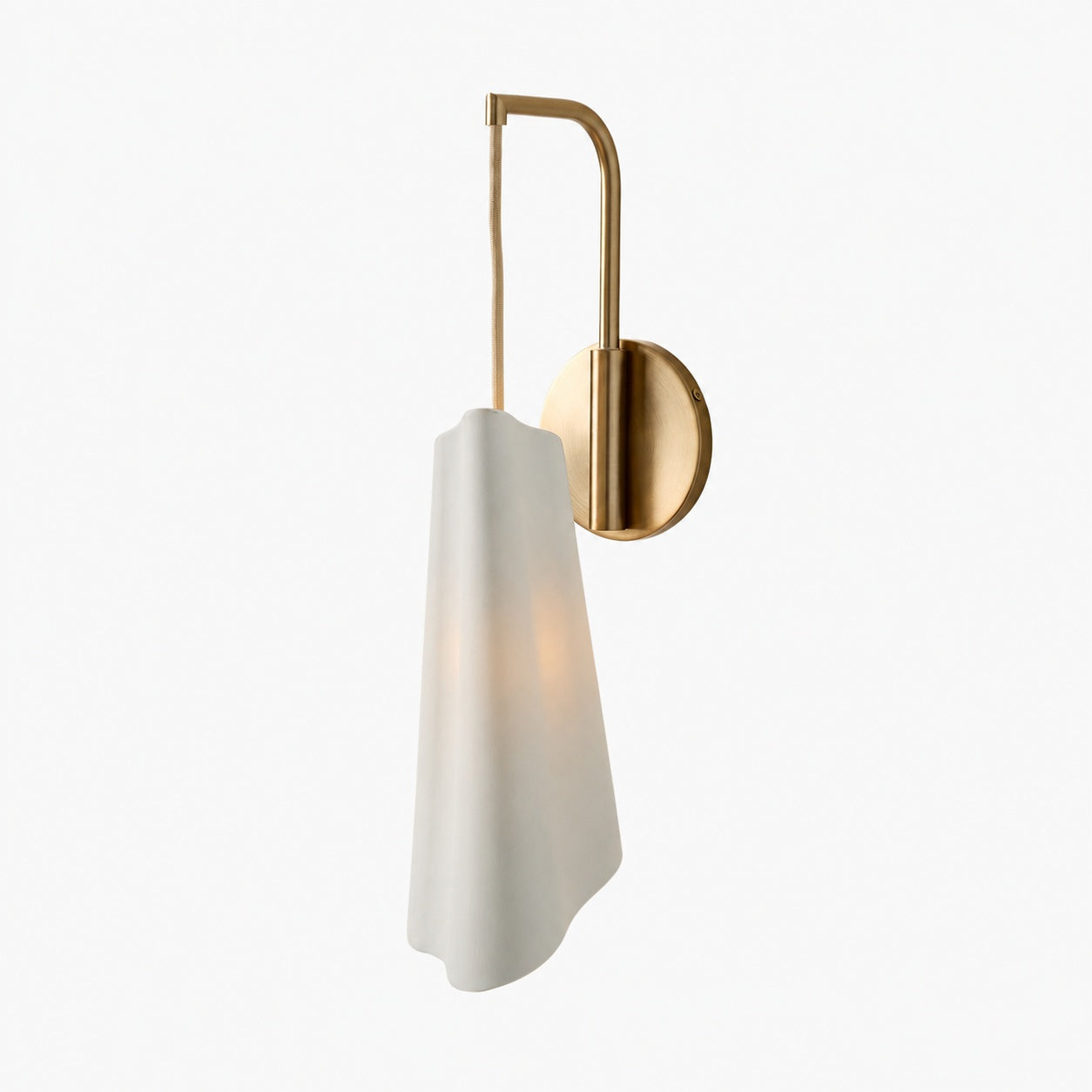 Orovia Sleek Wall Sconce – Ceramic Glass & Metal Champagne Brass