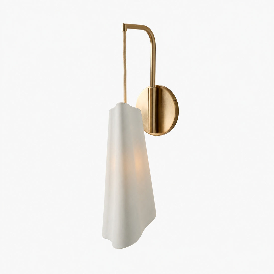 Orovia Sleek Wall Sconce – Ceramic Glass & Metal Champagne Brass