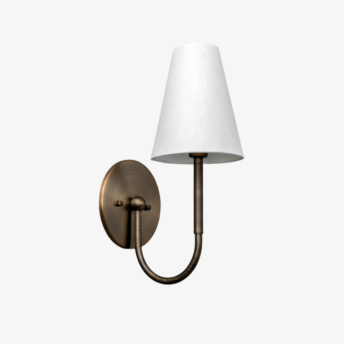 Curva Metal Collection Traditional Wall Light - Brass Finish with Shade