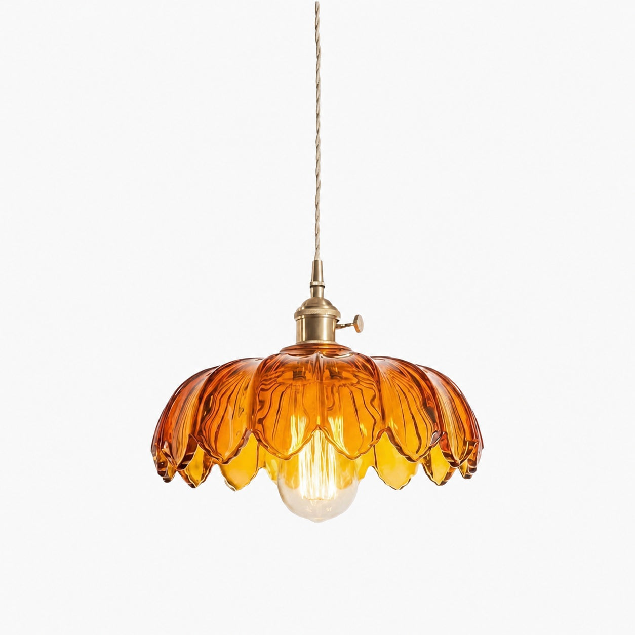 Petalbloom Rustic Tulip Glass Pendant Light – Floral Bud Design Hanging Lamp for Dining Area N58
