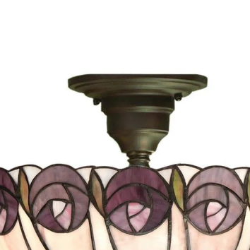 TF Hutchinson Tiffany Ceiling Light with Mackintosh Rose for Living and Dining Rooms