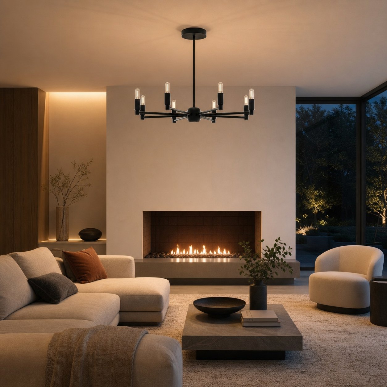 Mobilux Line Modern Chandelier - 8 Arm Mid Century Hanging Light