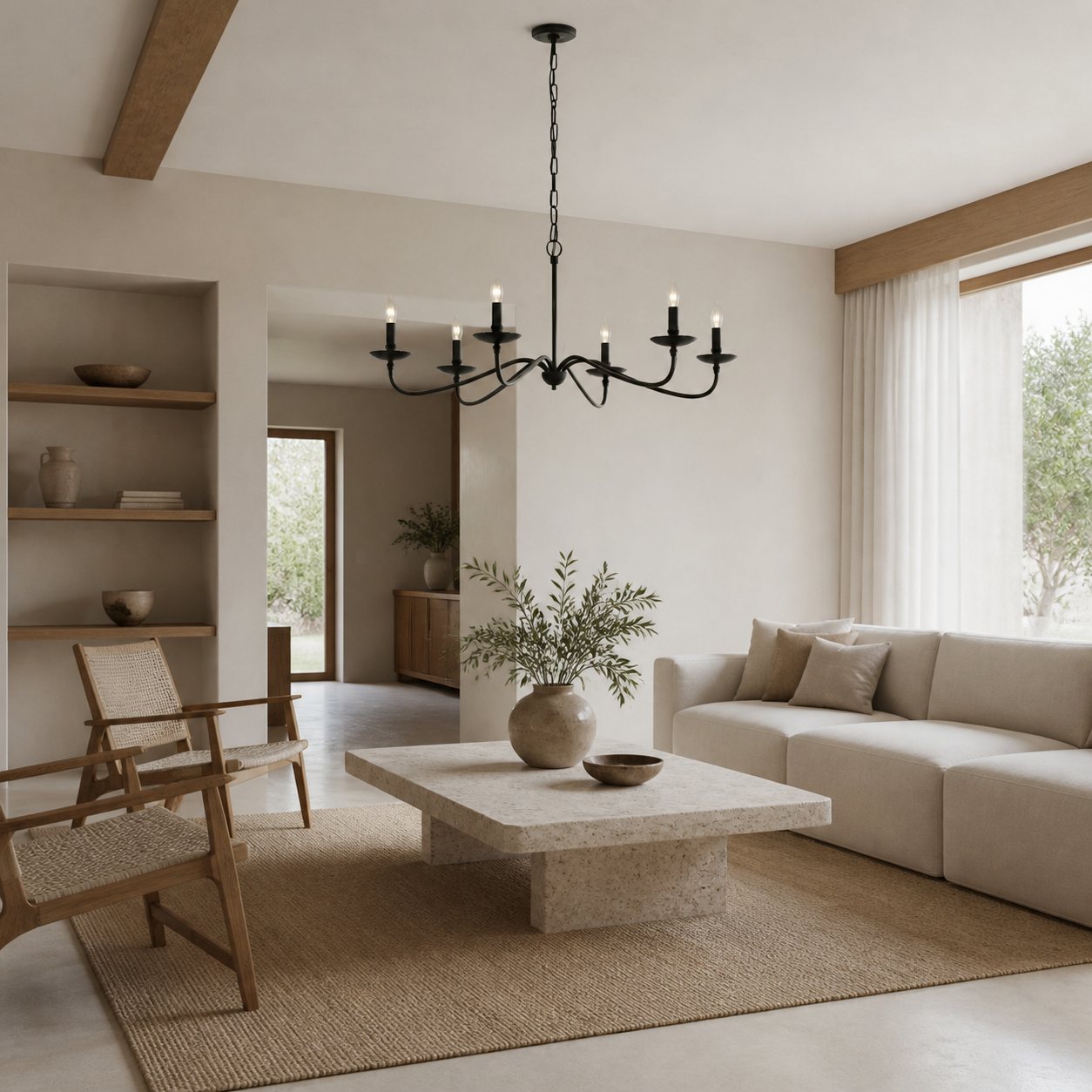 Reticula Open Iron Frame Chandelier - Indoor and Outdoor Hanging Light for Dining Room Living Room Entry