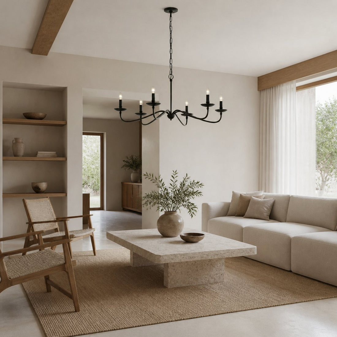 Reticula Open Iron Frame Chandelier - Indoor and Outdoor Hanging Light for Dining Room Living Room Entry
