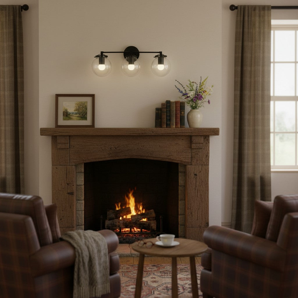 Glorica Glass 3 Shade Globe Vanity Light - Soft Bathroom Light Fixture