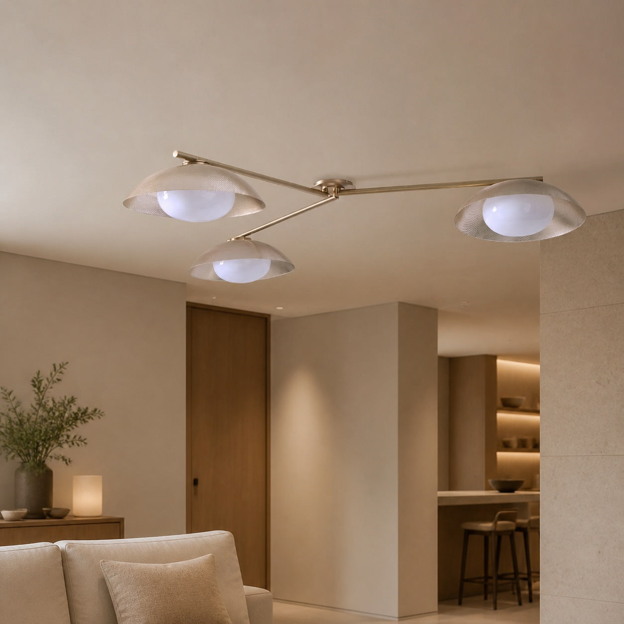 Elorina 3-Light Flush Mount Glass/Metal Ceiling Light - A Stylish Fixture for Modern Spaces
