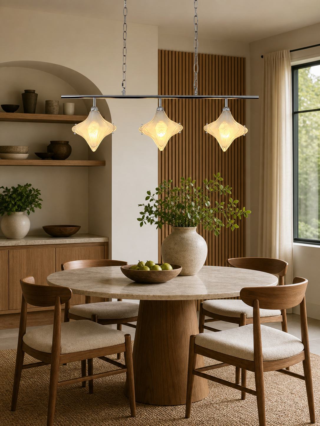 Art Deco Star Linear Pendant Light - Elegant Lighting for Kitchen Island  - Astris Cassiopeia