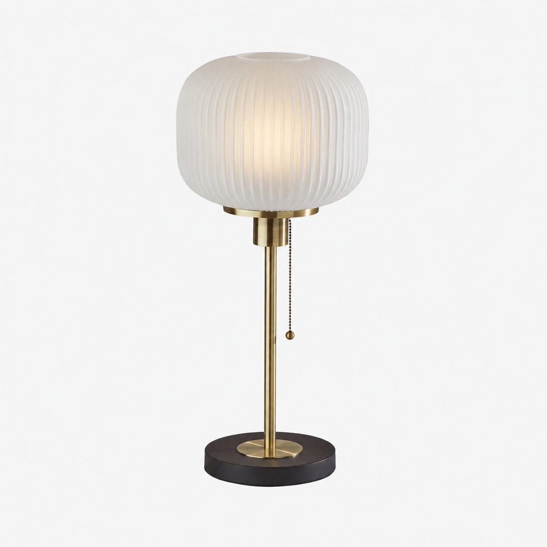 Pelviona Ribbed Glass Table Lamp - Brass & Black Metal Base - Must-Have for Home Styling
