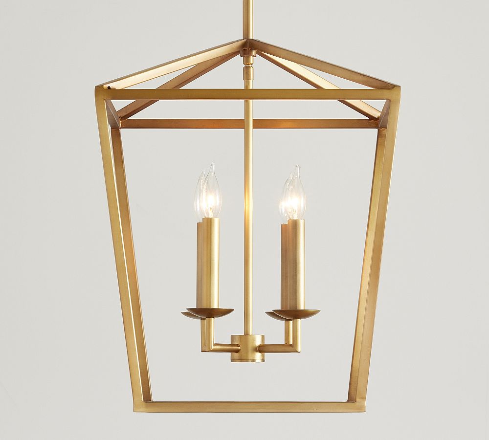 Rowan Bronze and Brass Lantern Pendant Light - Steel Hanging Ceiling Fixture