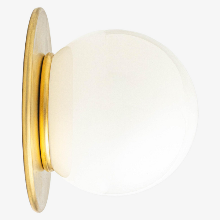 Glorica Glass Solid Brass Vanity Sconce - Compact Flush Mount Globe Light