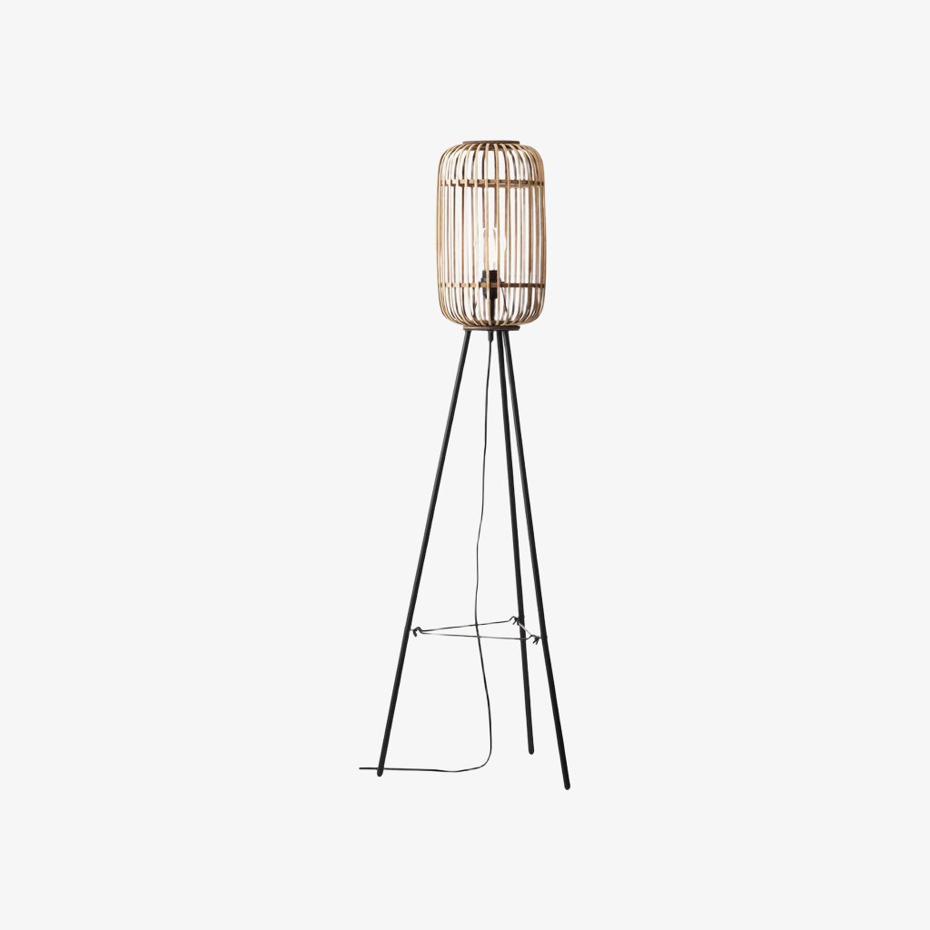 Yumeko Natural Woven Floor Lamp – Modern Scandi Bamboo Shade Standing Lamp for Bedrooms or Living Rooms