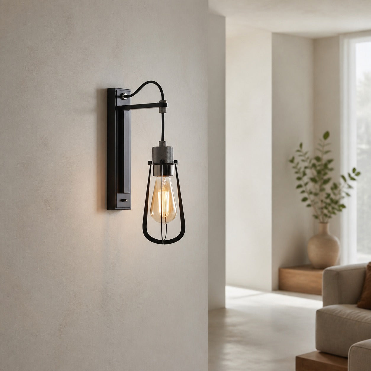 Readium Industrial Metal Wall Sconce - Modern Toggle Switch for Living Room and Study