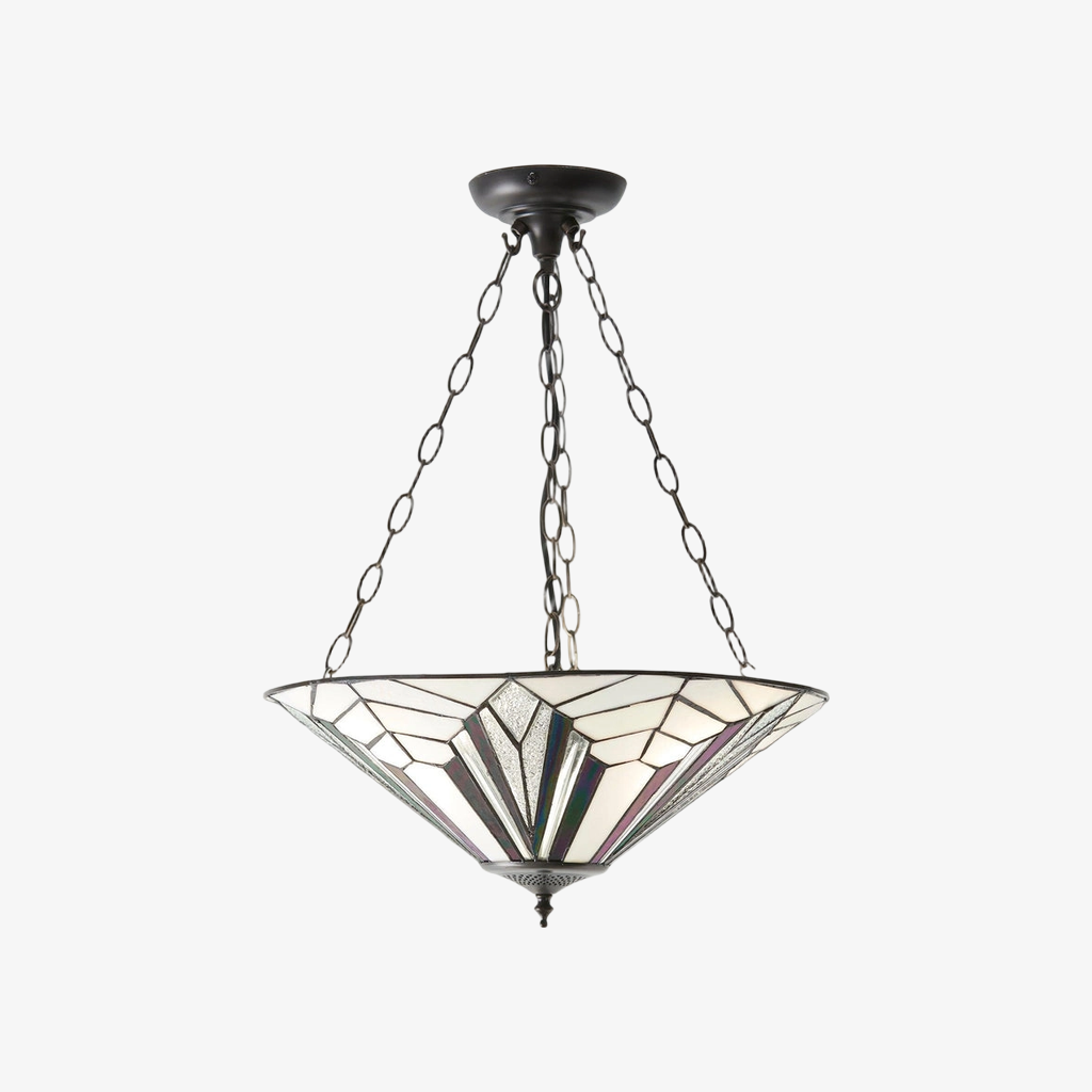 TF Astoria Decorative Stained Glass Semi Flush Light – Art Deco Ceiling Fixture for Entryways & Lounges